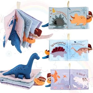 Richgv Libros Bebes Juguetes Bebes 0-3-6-12 Meses, Dinosaurio Libros Sensorial Suave de Actividades para Bebes, Regalos Juguetes Bebe 1 año