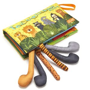 TUMAMA KIDS Libros de Tela, Juguetes de Libros Sensoriales Suaves Colas de Selva en 3D, [Lavable a Máquina] Libro de Baño Aprendizaje Temprano 0-3-6-9-12-18M, Multicolor, 21.512.53.5 CM, TM107-A